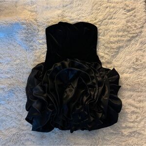 Black ruffle hem mini dress